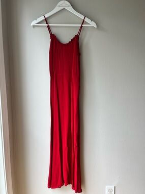 Reformation Kourtney Red Spaghetti Strap Midi Dress